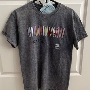 Kauai "Lave Blue" T Shirt with Hawaiian Surfboards.